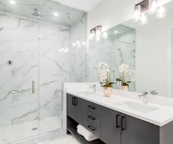 Updated bathroom interior design in Great Neck